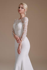 Evening Dress Shops Near Me, Long Sleeve Beaded French 3D Floral Lace Fishtail Elegant Bridal dresses