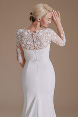 Evening Dresses Wedding, Long Sleeve Beaded French 3D Floral Lace Fishtail Elegant Bridal dresses