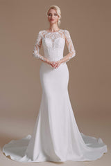 Evening Dress Long, Long Sleeve Beaded French 3D Floral Lace Fishtail Elegant Bridal dresses