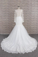Wedding Dress Prices, Long Sleeve Mermaid Sweetheart Appliques Lace Backless Wedding Dress