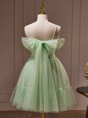 Wedding Guest Dress, Green Tulle Lace Short Prom Dress, Cute Homecoming Dress, Green Party Dress