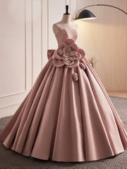 Prom Dress Prom Dress, Pink Strapless Satin Long Prom Dress, Beautiful A-Line Evening Dress