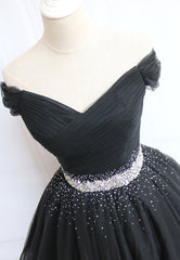 Prom Dresses For 036, Black Off the Shoulder Short Prom Dress, A-Line Homecoming Dress
