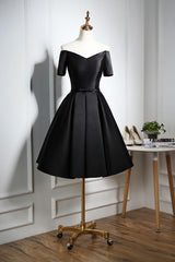 Formal Dress Short, Lovely Black Satin Short Prom Dress, Black Party Dress