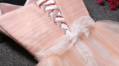 Formal Dresses Gown, Lovely Cute Pink Sweetheart Homecoming Dress with Belt, Short Prom Dress