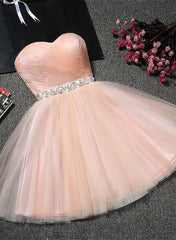 Formal Dresses For Sale, Lovely Cute Pink Sweetheart Homecoming Dress with Belt, Short Prom Dress