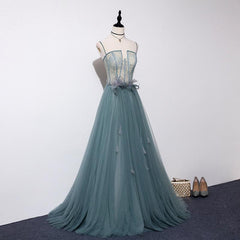 Bridesmaid Dresses Ideas, Lovely Green Tulle Lace Top Long Strapless Handmade Prom Dress,Tulle Evening Dress Party Dress