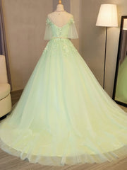 Evening Dresses Princess, Lovely Green Tulle Long Formal Dress Party Dresses, Green Evening Gown Prom Dress