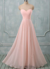 Party Dresses Glitter, Lovely Light Pink Sweetheart Long Bridesmaid Dress, Long Prom Dress