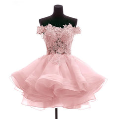 Evening Dress Shopping, Lovely Off Shoulder Organza and Lace Sweetheart Prom Dress, Homecoming Dresses
