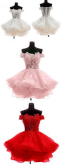 Evening Dress Shops, Lovely Off Shoulder Organza and Lace Sweetheart Prom Dress, Homecoming Dresses
