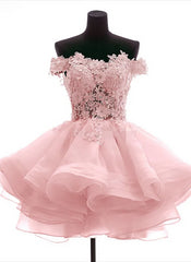Evening Dress Yde, Lovely Off Shoulder Organza and Lace Sweetheart Prom Dress, Homecoming Dresses