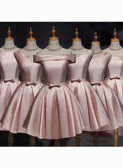 Prom Dresses Ideas, Lovely Pink Satin Short Homecoming Dresses Party Dress, Pink Short Prom Dress