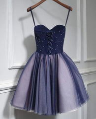 Formal Dress Outfit Ideas, Lovely Purple-Blue Knee Length Flowers Sweetheart Homecoming Dress, Short Prom Dress