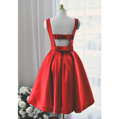 Party Dresses 2021, Lovely Red Satin Short Party Dress, Red Short Prom Dress
