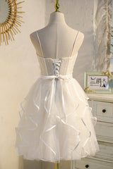 Wedding Pictures, Lovely Spaghetti Strap Tulle Short Prom Dress, A-Line Homecoming Dress