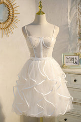 Cute Prom Dress, Lovely Spaghetti Strap Tulle Short Prom Dress, A-Line Homecoming Dress