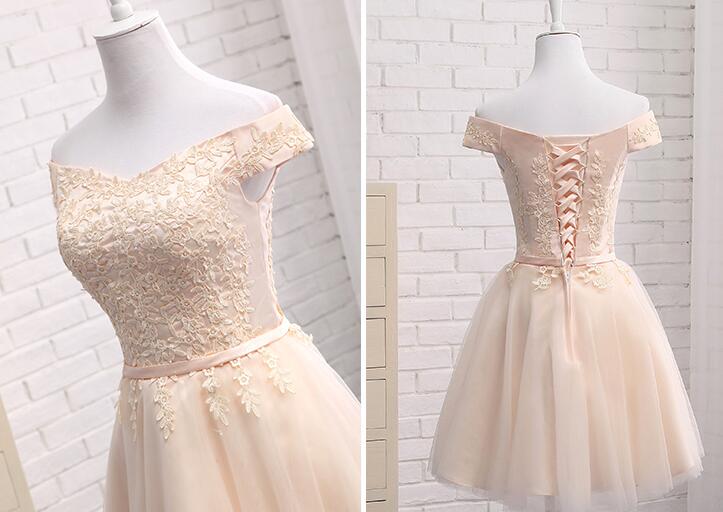 Formal Dress Short, Lovely Tulle Cap Sleeves Party Dresses, Bridesmaid Dress for Sale