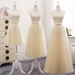 Party Dresses Miami, Lovely Tulle Light Champagne Bridesmaid Dress, Long Party Dress