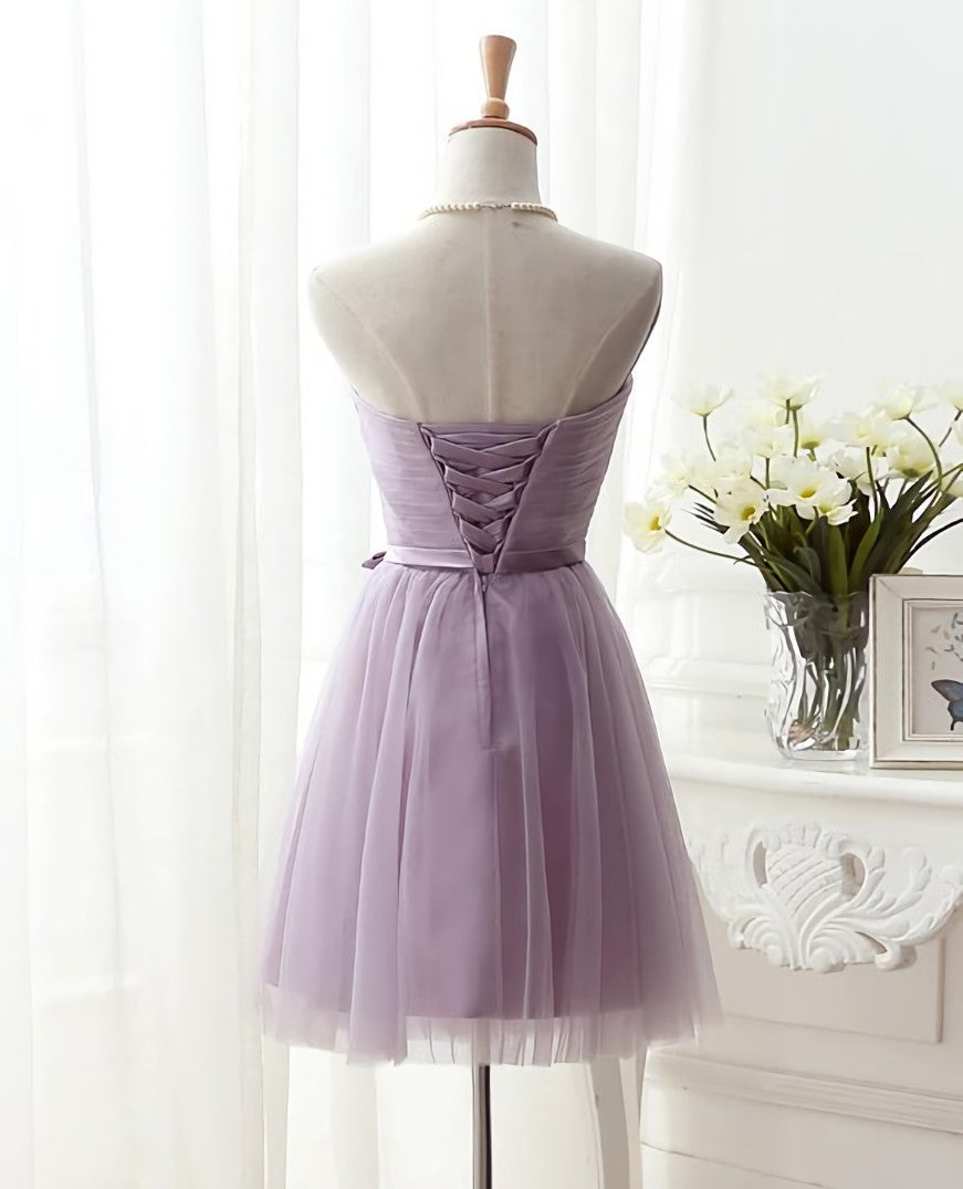 Bridesmaid Dress Chiffon, Lovely Tulle Short Homecoming Dress, Scoop Simple Cute Prom Dress Grduation Dress