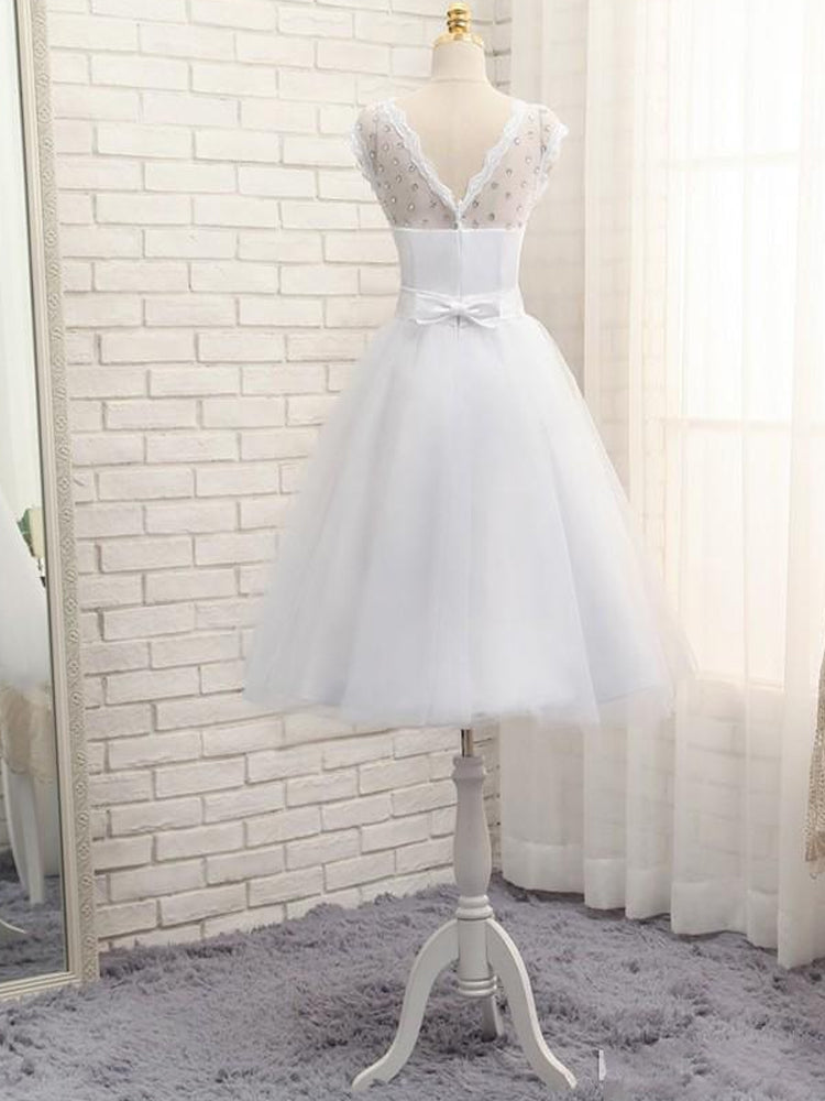 Wedding Dress Wedding Dress, Lovely White Tulle Beaded Short Simple Wedding Party Dress, Short Bridal Dress Wedding Dress