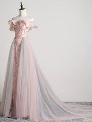 Prom Dress2037, Lovely Tulle Applique Long Prom Dress, A-Line Evening Dress with Detachable Skirt