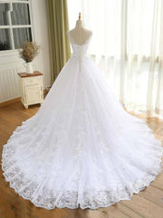 Wedding Dresses Winter, Luxurious Lace Beaded Wedding Dresses New Arrival V Neck Straps Long Ball Gown Wedding Party Bridal Dress