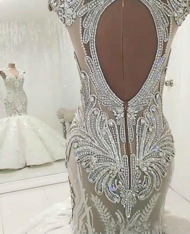 Wedding Dress Fitting, Luxurious Sleeveless Appliques Rhinestones Mermaid Wedding Bridal Gowns