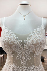 Wedding Dress Classy Elegant, Luxury Long A-line V-neck Tulle Open Back Lace Wedding Dress