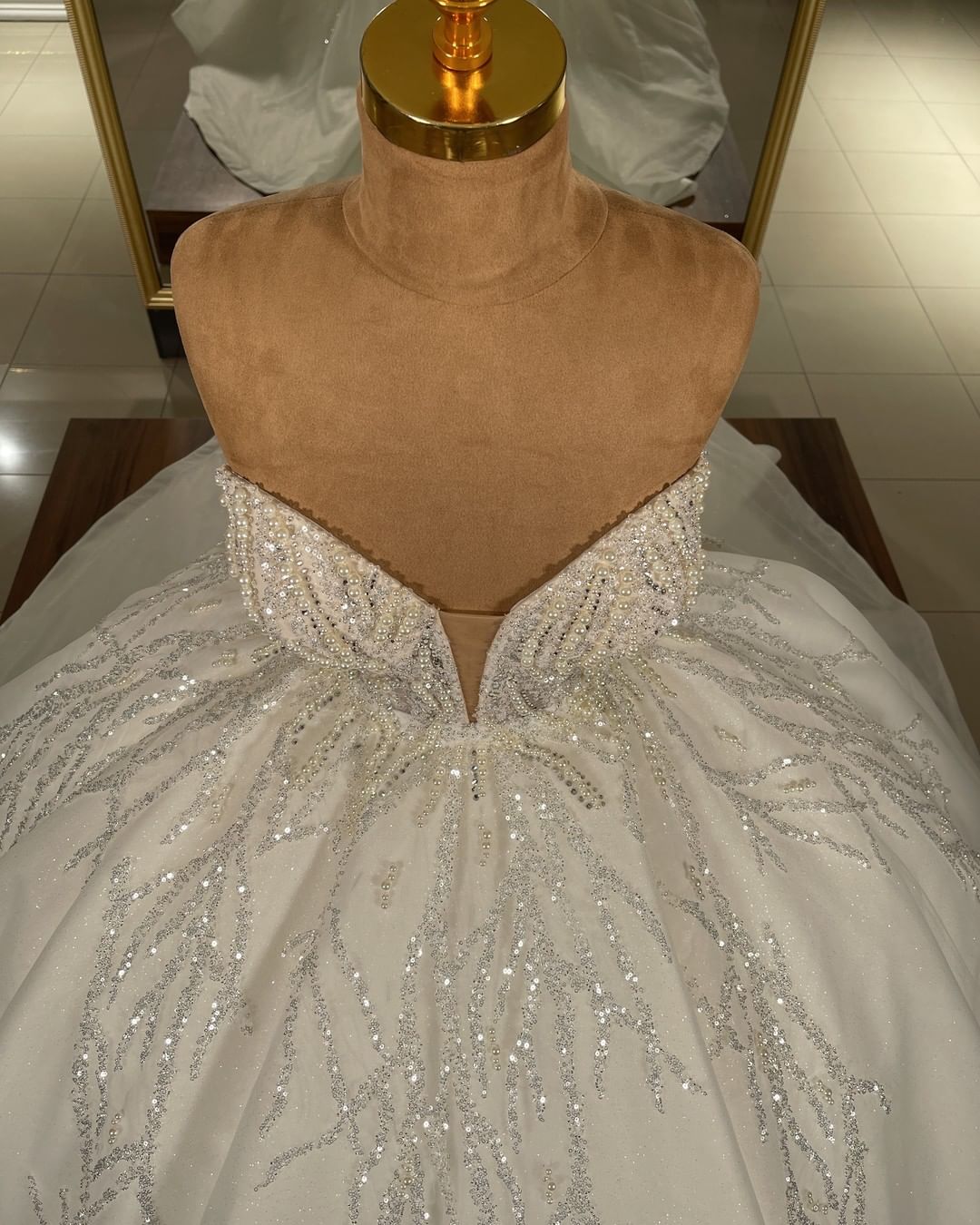 Wedding Dress Shopping Outfits, Luxury Long Ball Gown Sweetheart Glitter Wedding Dress