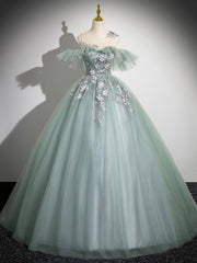 Bridesmaid Dress Burgundy, Cute Tulle Lace Long Prom Dress, A-Line Scoop Neckline Off Shoulder Evening Party Dress