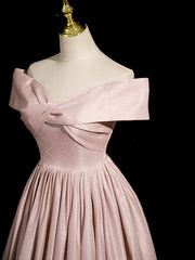 Prom Dresses Brand, Pink Gradient Shiny Floor Length Prom Dress, Off Shoulder A-Line Evening Party Dress