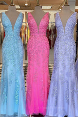 Bridesmaids Dresses Spring, Mermaid V Neck Open Back Lace Long Prom Dress, Mermaid Formal Evening Dress