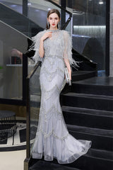 Bridesmaid Dress Dusty Rose, Mermaid V Neck Sleeveless Floor Length Prom Dresses With Crystal Beading