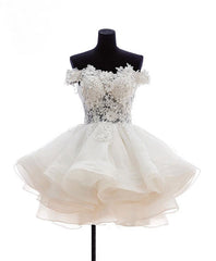 Formal Dress For Woman, Mini Tulle Lace Short Prom Dress, Lace Cute Homecoming Dress
