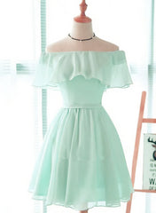 Homecoming Dress Short Prom, Mint Green Chiffon Short Party Dress Bridesmaid Dress, Chiffon Prom Dresses