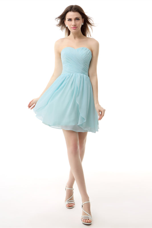 Party Dresses Summer, Mint Green Pleated Lace Short Homecoming Dresses