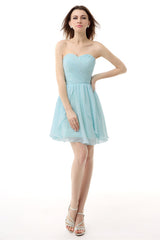 Party Dress For Summer, Mint Green Pleated Lace Short Homecoming Dresses