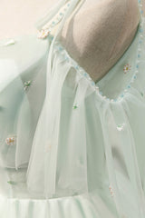Prom Dress Ideas, Mint Green Tulle Lace Short Homecoming Dress, A-Line Mini Party Dress