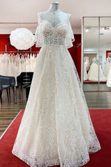 Wedding Dress Train, Modest Long A-line Sweetheart Tulle Lace Appliques Wedding Dress with Sleeves