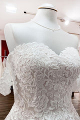 Wedding Dresses Design, Modest Long Princess Off The Shoulder Tulle Lace Wedding Dress