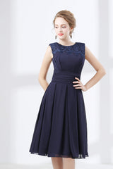 Formal Dresses Long Gowns, Lace Beaded Sleeveless A Line Chiffon Bridesmaid Dresses