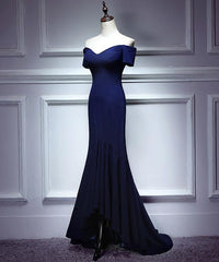 Homecoming Dresses Simpl, Navy Blue Mermaid Sweetheart Long Evening Dress, Blue Prom Dresses
