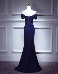 Homecoming Dress Boutiques, Navy Blue Mermaid Sweetheart Long Evening Dress, Blue Prom Dresses