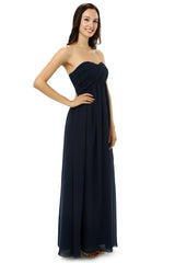 Festival Outfit, Navy Blue Sweetheart Chiffon With Pleats Bridesmaid Dresses