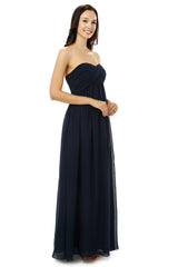 Homecoming Dresses For Kids, Navy Blue Sweetheart Chiffon With Pleats Bridesmaid Dresses