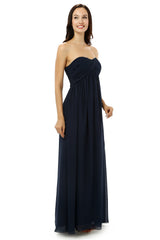 Homecomming Dresses Green, Navy Blue Sweetheart Chiffon With Pleats Bridesmaid Dresses