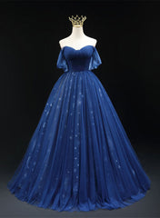 Black Bridesmaid Dress, Navy Blue Tulle Sweetheart A-line Prom Dress Party Dress, Navy Blue Floor Length Evening Dress
