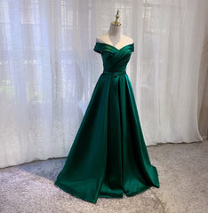 Bridesmaid Dresses Fall Colors, Off Shoulder Satin Simple Sweetheart Long Prom Dress, A-line Party Dress Formal Dress