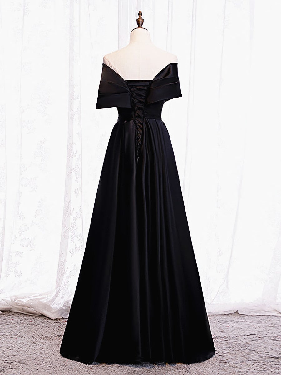Dress Aesthetic, Off the Shoulder Black Long Prom Dresses, Black Off Shoulder Formal Evening Dresses